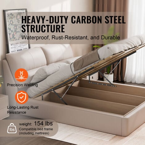Mophorn Sollevatore per letto, dimensioni letto 59x71 in, capacità 154 libbre, kit letto a muro fai da te, supporto leva pneumatico, resistente, letto a muro pieghevole per camera da letto