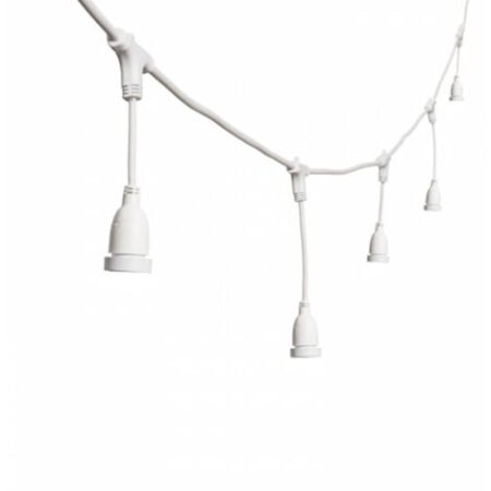 CATENARIA LUCI 10MT 20 PORTALAMPADE E27 BIANCA ALLUNGABILE IP44 INTERNO ESTERNO