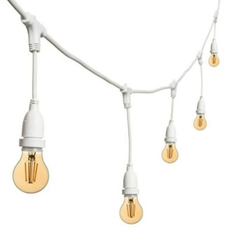 CATENARIA LUCI 10MT 20 PORTALAMPADE E27 BIANCA ALLUNGABILE IP44 INTERNO ESTERNO