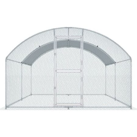 Mophorn Grande pollaio in metallo, 13,1 x 9,8 x 6,6 piedi, gabbia per pollame walk-in, copertura impermeabile, tetto a cupola, per cortile, pollaio, pollaio per anatre, recinto per conigli, argento