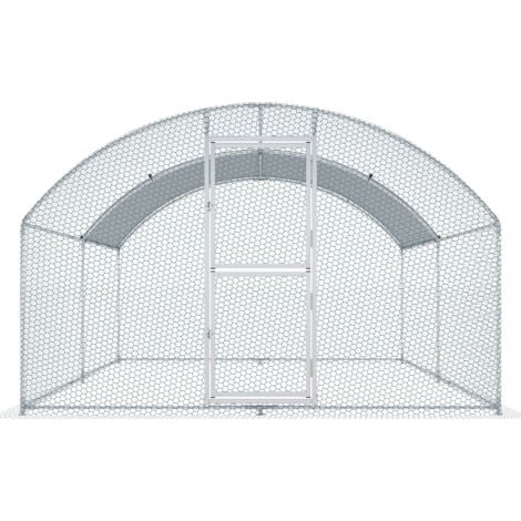 Mophorn Grande pollaio in metallo, 13,1 x 9,8 x 6,6 piedi, gabbia per pollame walk-in, copertura impermeabile, tetto a cupola, per cortile, pollaio, pollaio per anatre, recinto per conigli, argento