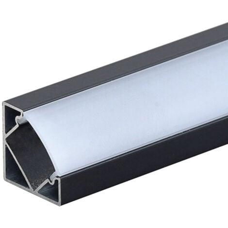 Profilo in alluminio per striscia LED - Lunghezza 2 m - Nero/Bianco - Certificato CE e ROHS