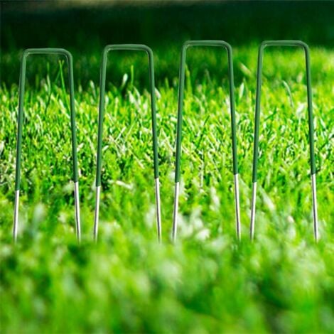 Inserto per erba Erba artificiale per esterni Prato universale da giardino Pali a forma di U Forte fissaggio a busto Acciaio zincato Mezzo verde con estremità smussata 3,5  15 cm 30 pezzi