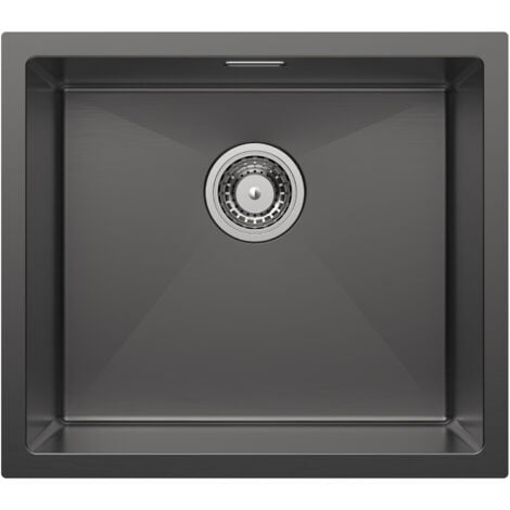 Cecipa Lavelli da cucina Lavelli da cucina in acciaio inossidabile a vasca singola, lavelli sottotop, 50  44 cm, Nero antracite