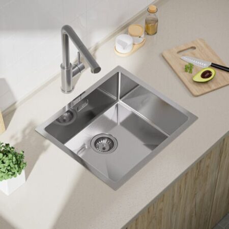 Cecipa Lavelli una vasca Lavello da Cucina una Vasca Lavelli sottotop Lavelli una vasca 50  44 cm - Acciaio inossidabile spazzolato 304