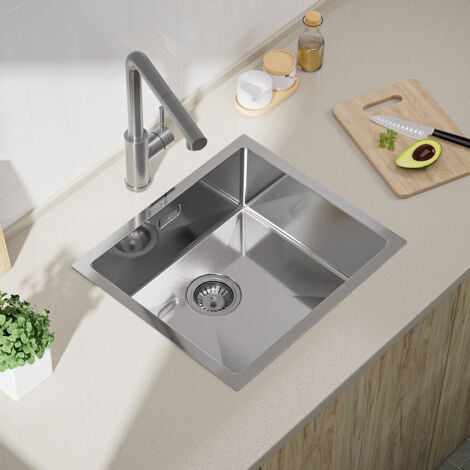 Cecipa Lavelli una vasca Lavello da Cucina una Vasca Lavelli sottotop Lavelli una vasca 50  44 cm - Acciaio inossidabile spazzolato 304