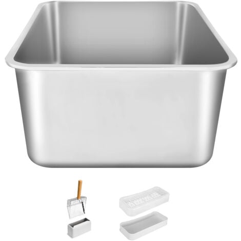 Mophorn XL Cassetta per lettiera per gatti, lettiera per gatti in acciaio inox extra large con paletta, chiusa, inodore, lati alti, profonda 8 pollici, facile da pulire per gatti di grandi dimensioni