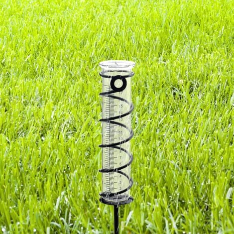 Pluviometro in vetro per esterni, Pluviometro in vetro con paletto in metallo Pluviometro per esterno Tubo di misurazione della pioggia Pluviometro da giardino in vetro con scala trasparente