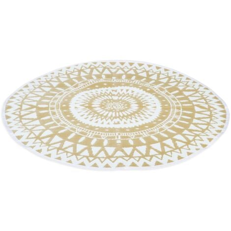 Tappeto per esterni ROUND naturale e bianco D.150 CM