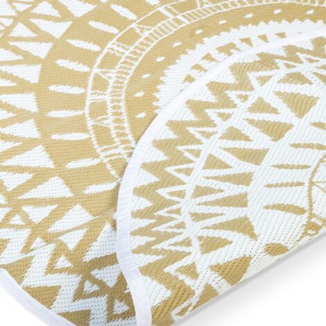 Tappeto per esterni ROUND naturale e bianco D.150 CM