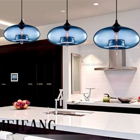 Wings of Wind - Lampadario industriale da soffitto vintage E27 Lampadari Lampada da soffitto colorata (blu)
