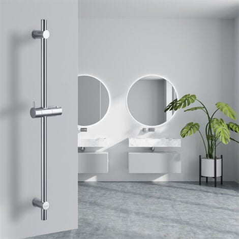 DETBOM Barra Doccia 90cm Barra Doccia con Supporto Doccetta Set Doccia Acciaio Inossidabile Cromo Universale