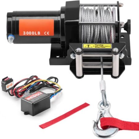 Mophorn Verricello Elettrico, Capacita di Tiro della Linea 1361 kg Verricello ATV/UTV 12 V CC Φ0,5 x 1188,7 cm 7 Fili Cavo in Acciaio Rullo Passacavo Telecomando Cablato,per Traino UTV ATV Fuoristrada
