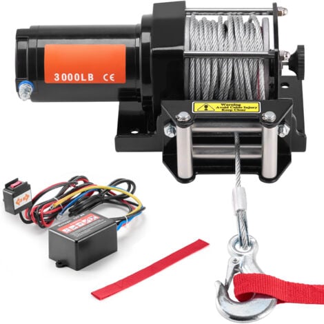 Mophorn Verricello Elettrico, Capacita di Tiro della Linea 1361 kg Verricello ATV/UTV 12 V CC Φ0,5 x 1188,7 cm 7 Fili Cavo in Acciaio Rullo Passacavo Telecomando Cablato,per Traino UTV ATV Fuoristrada