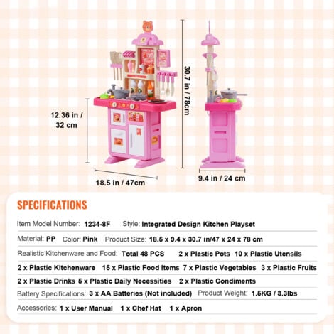 Mophorn Set da Cucina per Bambini,Cucina per Bambini con Fornello con Vapore,Suoni e Luci,Set da Cucina da Gioco con Accessori da Cucina da 48 Pezzi per Bambini Piccoli,Bambini in Eta Prescolare