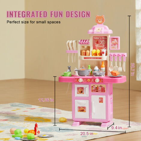Mophorn Set da Cucina per Bambini,Cucina per Bambini con Fornello con Vapore,Suoni e Luci,Set da Cucina da Gioco con Accessori da Cucina da 48 Pezzi per Bambini Piccoli,Bambini in Eta Prescolare