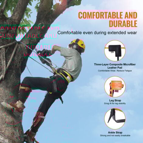 Mophorn Set di punte per arrampicata sugli alberi, 1 paio di speroni per arrampicata in lega di acciaio con corda di sicurezza e imbracatura di sicurezza, capacita di carico di 350 libbre Attrezzatura