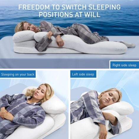 VERCART Cuscino per il sonno laterale, Cuscino con Buco per Braccio, cuscino per alleviare le spalle,Bianco