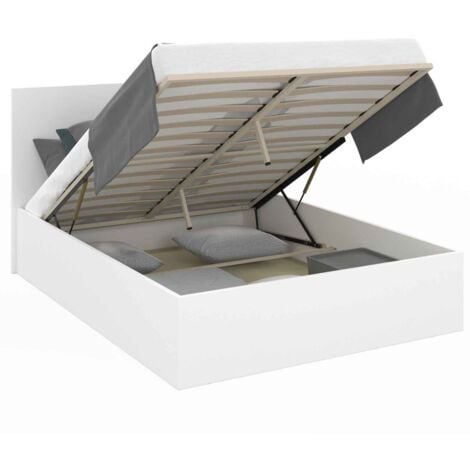 Letto matrimoniale SEASIDE con testiera e rete a doghe 160 x 200 cm bianco
