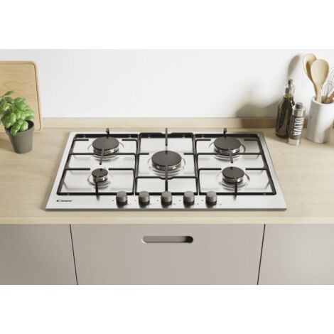 Candy Timeless CHW7X. Colore del prodotto: Acciaio inox, Posizionamento dell'apparecchio: Da incasso, Tipo di piano cottura: Gas. Tipo di controllo: Manopola, Posizione di controllo: Fro... - 33801969