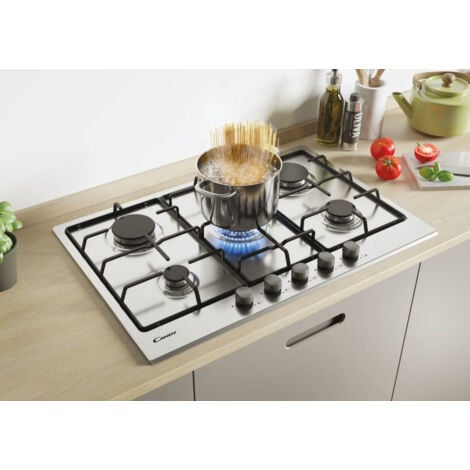 Candy Timeless CHW7X. Colore del prodotto: Acciaio inox, Posizionamento dell'apparecchio: Da incasso, Tipo di piano cottura: Gas. Tipo di controllo: Manopola, Posizione di controllo: Fro... - 33801969