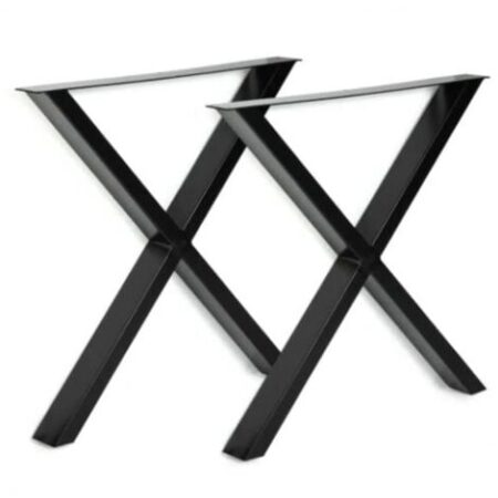 Set di 2 PIEDI DA TAVOLO “CROSS” in nero o acciaio inox  Nero