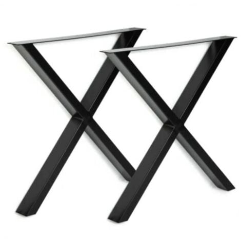 Set di 2 PIEDI DA TAVOLO “CROSS” in nero o acciaio inox  Nero