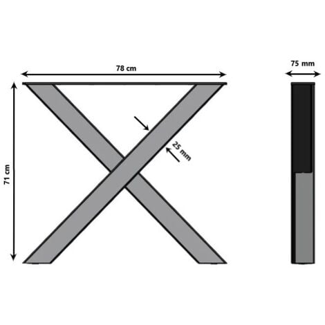 Set di 2 PIEDI DA TAVOLO “CROSS” in nero o acciaio inox  Nero