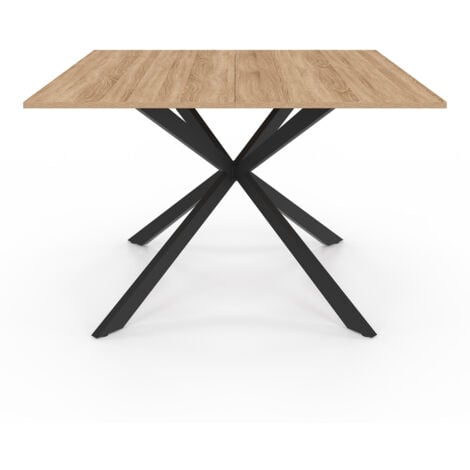 Tavolo da pranzo quadrato ALIX, legno e gambe a ragno nere, 8 persone, 120 cm