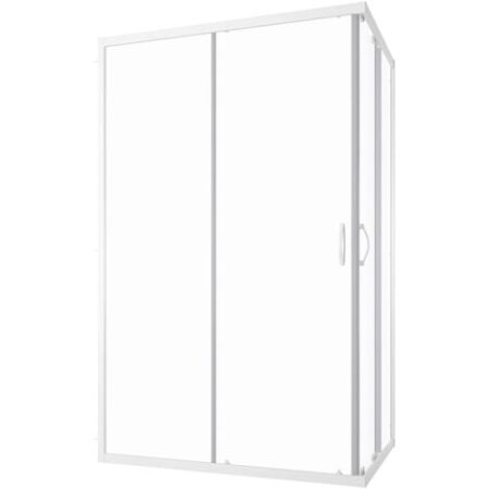 Box Doccia Scorrevole 70x120 cm Profili in Alluminio Bianco Vetro 4mm Trasparente h185 - Reversibile Mod. Grenada