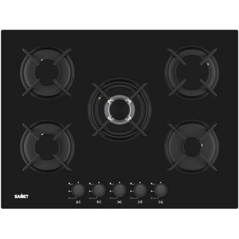 Piano cottura 5 fuochi Samet Minerva70 vetro nero