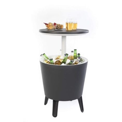 tavolino portaghiaccio portatile keter "cool bar" grafite, 49,5x49,5x84,5 cm