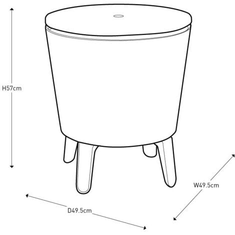 tavolino portaghiaccio portatile keter "cool bar" grafite, 49,5x49,5x84,5 cm