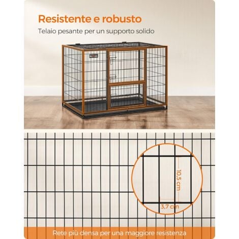 Feandrea Gabbia per Cani, Casetta per Animali, 107 x 70 x 75 cm, per Cani di Taglia Media e Grande, Doppia Porta Rimovibile, Parco per Cani, XL, Nero