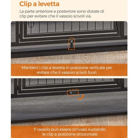 Feandrea Gabbia per Cani, Casetta per Animali, 107 x 70 x 75 cm, per Cani di Taglia Media e Grande, Doppia Porta Rimovibile, Parco per Cani, XL, Nero