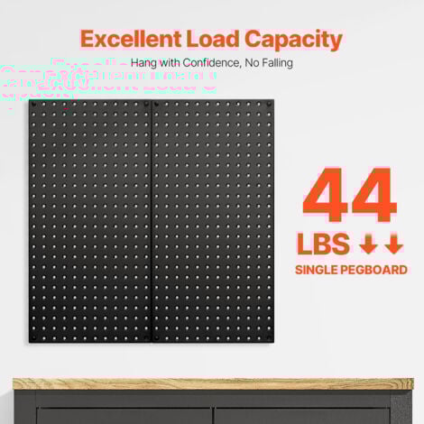 Mophorn Pannelli forati in metallo , 32"x16" 2-Pack Organizer da parete in acciaio per riporre attrezzi da garage, banco da lavoro, ufficio, sala hobby, cucina, nero