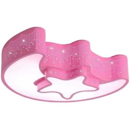 Plafoniera LED Stella Luna 37W Luce Fredda 55cm Rosa Cameretta Bambini