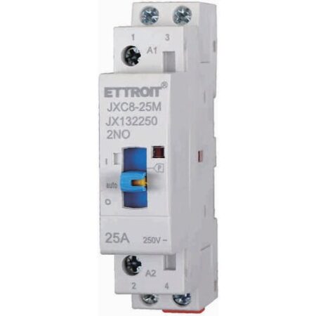 ETTROIT JX132250 Contattore AC Domestico 2P 25A 220V 50Hz 2NO  DIN con Interruttore di Controllo Manuale