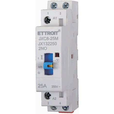 ETTROIT JX132250 Contattore AC Domestico 2P 25A 220V 50Hz 2NO  DIN con Interruttore di Controllo Manuale