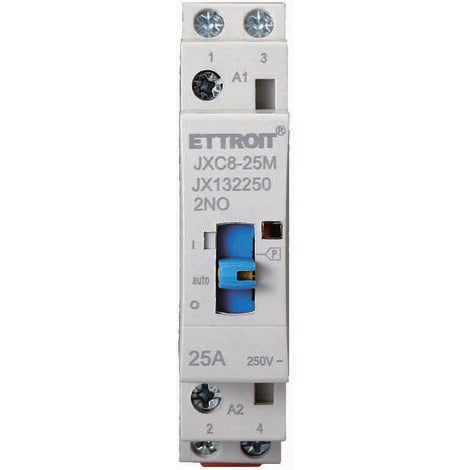 ETTROIT JX132250 Contattore AC Domestico 2P 25A 220V 50Hz 2NO  DIN con Interruttore di Controllo Manuale