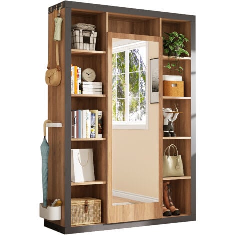 Appendiabiti con specchio, armadio multifunzionale e vetrina, libreria combinata con scolapiatti, ganci e grucce