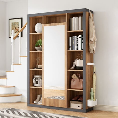 Appendiabiti con specchio, armadio multifunzionale e vetrina, libreria combinata con scolapiatti, ganci e grucce