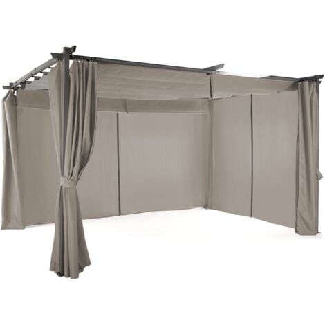 Tetto retrattile Pergola limited edition 3x4 M e 4 tende color tortora