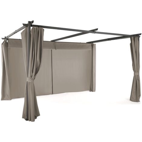 Tetto retrattile Pergola limited edition 3x4 M e 4 tende color tortora