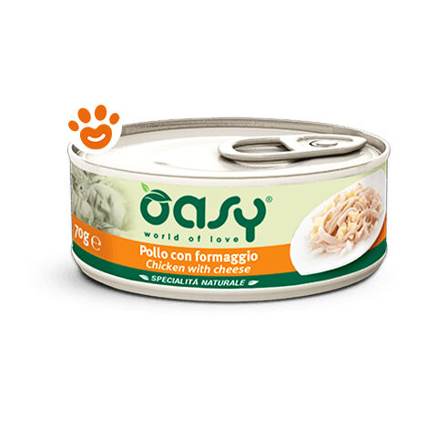 Oasy Cat Specialità Naturali Pollo con Formaggio  - Oasy Cat Specialità Naturali Pollo con Formaggio - Lattina Da 70 Gr