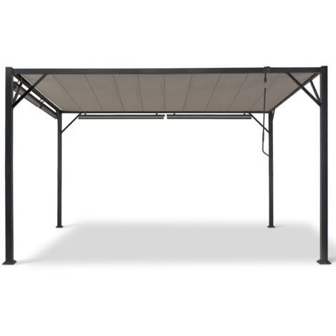 Pergola luxury edition 3x4 M a lamelle orientabili e 4 tende da sole color tortora