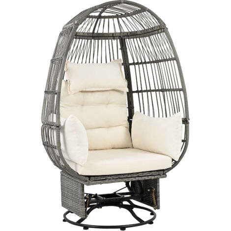 Poltrona sospesa 100x80x150cm con cuscini bianchi e guanciali, sedia a dondolo, altalena sospesa, interno/esterno, grigio