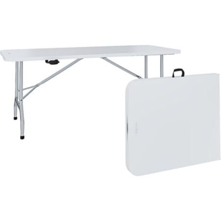 Tavolo Tavolino Pieghevole In Dura Resina Set Birreria Facile Trasporto Con Maniglie Ideale Per Giardino Campeggio Terrazzo Fiere Sagre 180 x 74 x 74 cm Colore Bianco
