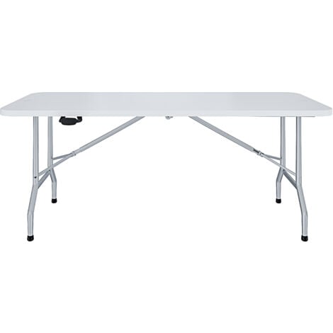 Tavolo Tavolino Pieghevole In Dura Resina Set Birreria Facile Trasporto Con Maniglie Ideale Per Giardino Campeggio Terrazzo Fiere Sagre 180 x 74 x 74 cm Colore Bianco