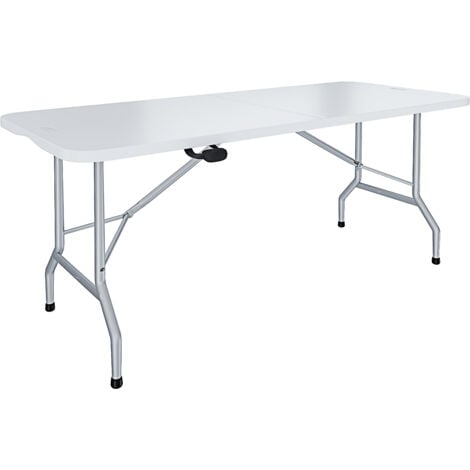 Tavolo Tavolino Pieghevole In Dura Resina Set Birreria Facile Trasporto Con Maniglie Ideale Per Giardino Campeggio Terrazzo Fiere Sagre 180 x 74 x 74 cm Colore Bianco
